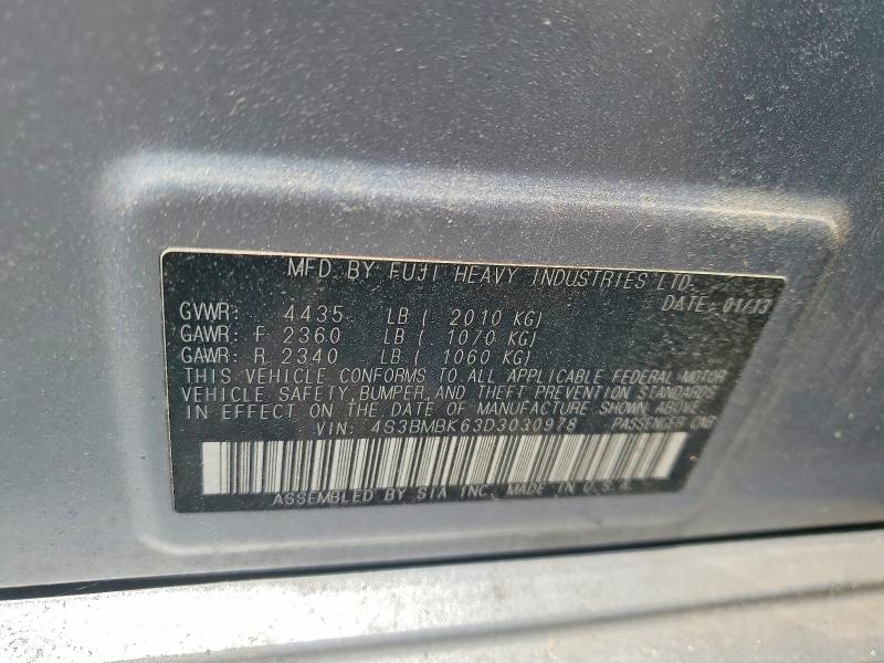 2013 Subaru Legacy მანქანა იყიდება აუქციონზე, vin: 4S3BMBK63D3030978, აუქციონის ნომერი: 60954666
