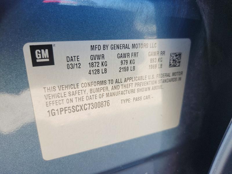 2012 Chevrolet Cruze მანქანა იყიდება აუქციონზე, vin: 1G1PF5SCXC7300876, აუქციონის ნომერი: 61101116