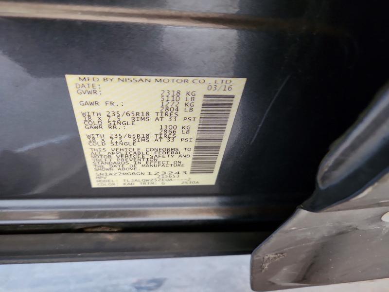 Продажа на аукционе авто 2016 Nissan Murano, vin: 5N1AZ2MG6GN123243, номер лота: 61633116