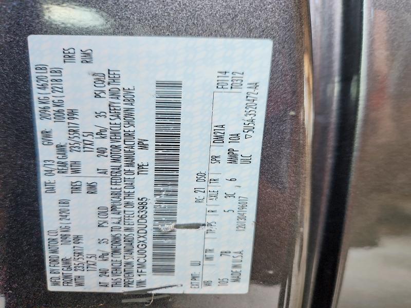 Продаж на аукціоні авто 2013 Ford Escape, vin: 1FMCU0GXXDUD63985, номер лоту: 61498726