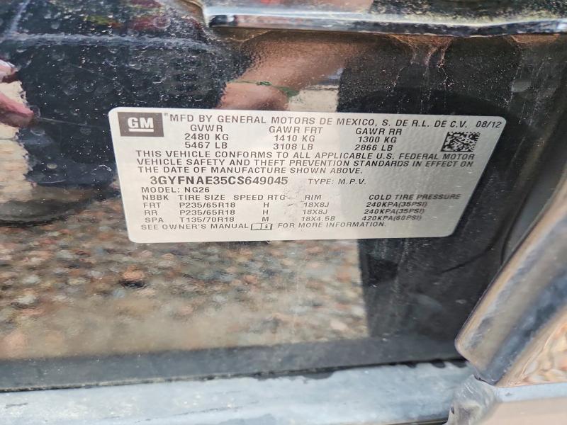 2012 Cadillac Srx მანქანა იყიდება აუქციონზე, vin: 3GYFNAE35CS649045, აუქციონის ნომერი: 61661556