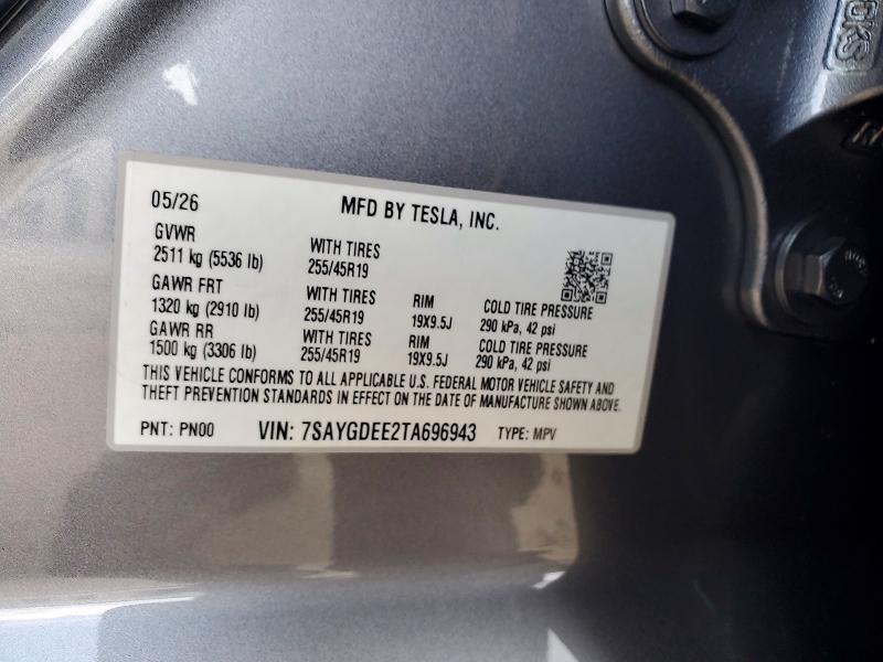 Aukcja sprzedaży 2026 Tesla Model Y, vin: 7SAYGDEE2TA696943, numer aukcji: 58484286