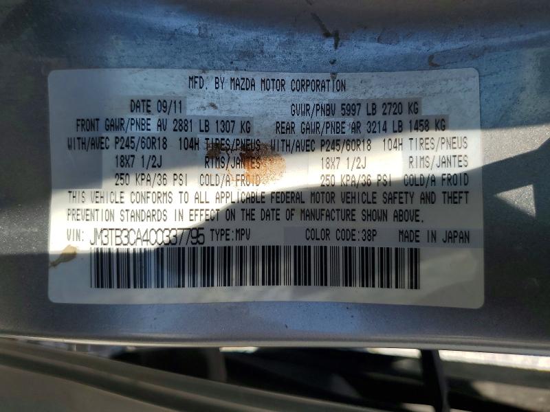 Продаж на аукціоні авто 2012 Mazda Cx-9, vin: JM3TB3CA4C0337795, номер лоту: 62083106