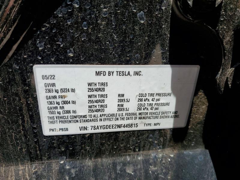 Aukcja sprzedaży 2022 Tesla Model Y, vin: 7SAYGDEE2NF445815, numer aukcji: 61015156