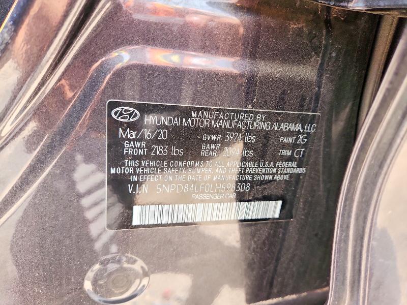 Auction sale of the 2020 Hyundai Elantra, vin: 5NPD84LF0LH598308, lot number: 61623876