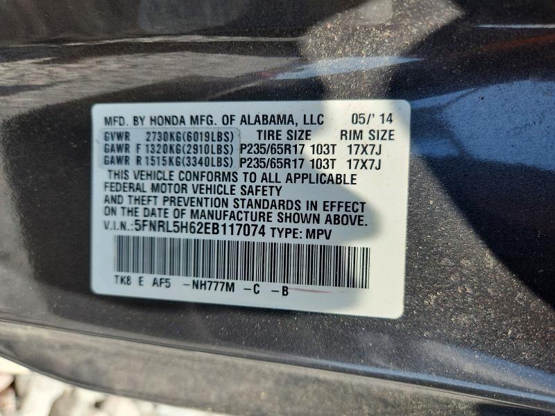 Aukcja sprzedaży 2014 Honda Odyssey, vin: 5FNRL5H62EB117074, numer aukcji: 62232456