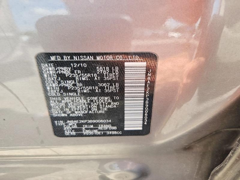 Продажа на аукционе авто 2011 Nissan Quest, vin: JN8AE2KP3B9006034, номер лота: 60494796