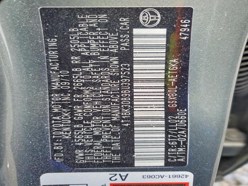 Aukcja sprzedaży 2011 Toyota Avalon, vin: 4T1BK3DB9BU397523, numer aukcji: 56993736