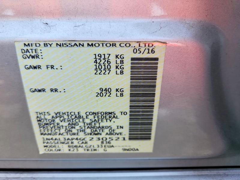 Aukcja sprzedaży 2016 Nissan Altima, vin: 1N4AL3AP4GC230521, numer aukcji: 60607236