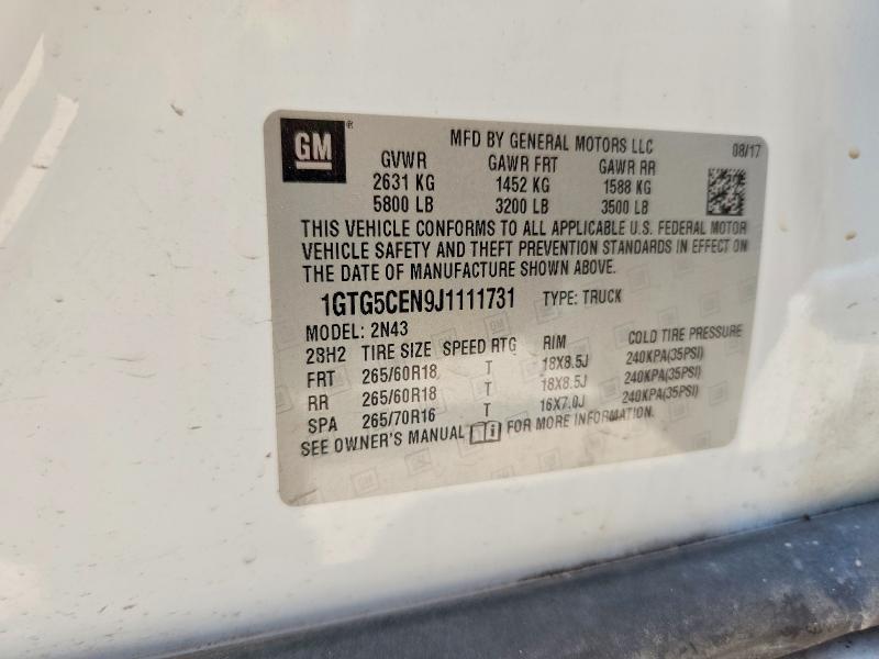 Продаж на аукціоні авто 2018 Gmc Canyon, vin: 1GTG5CEN9J1111731, номер лоту: 62100896