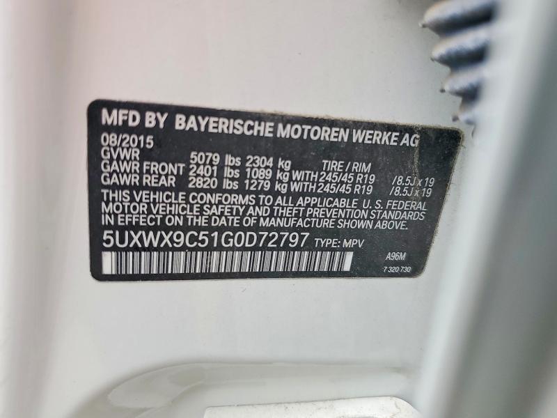 Aukcja sprzedaży 2016 Bmw X3, vin: 5UXWX9C51G0D72797, numer aukcji: 60516536