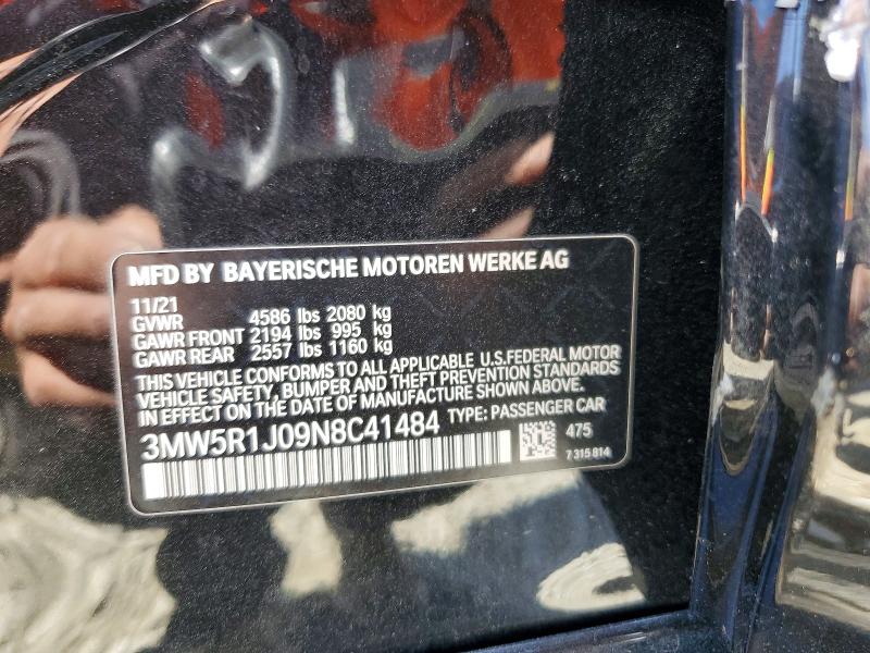 Aukcja sprzedaży 2022 Bmw 330i, vin: 3MW5R1J09N8C41484, numer aukcji: 58969436