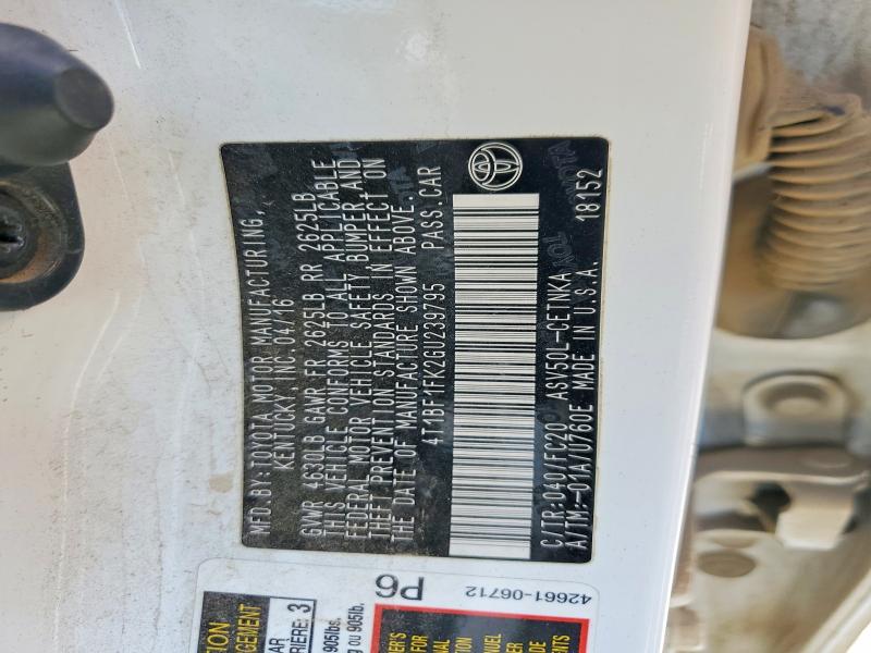 Aukcja sprzedaży 2016 Toyota Camry, vin: 4T1BF1FK2GU239795, numer aukcji: 61130036