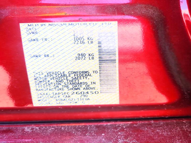 2015 Nissan Altima მანქანა იყიდება აუქციონზე, vin: 1N4AL3AP5FC260450, აუქციონის ნომერი: 59648726