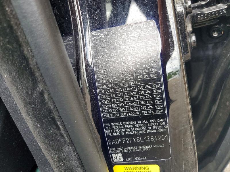 Продаж на аукціоні авто 2020 Jaguar E-pace, vin: SADFP2FX6L1Z84201, номер лоту: 60639006