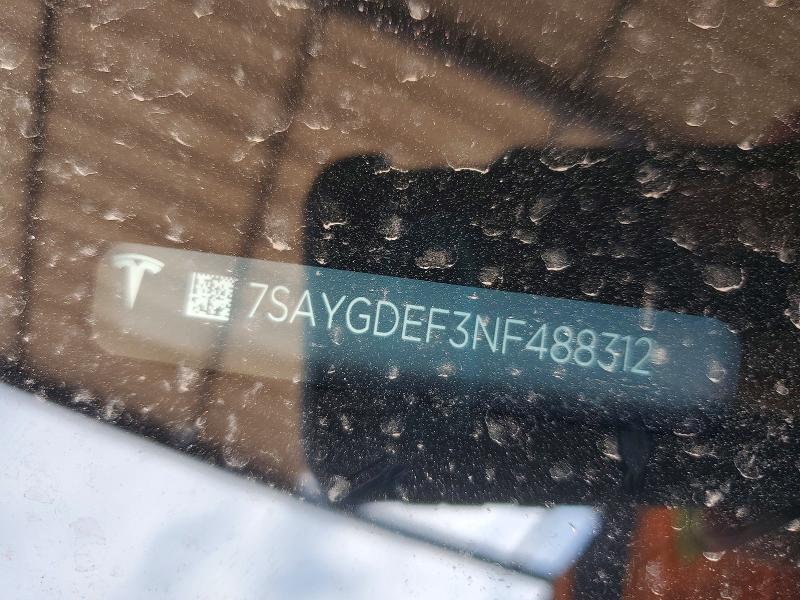 2022 Tesla Model Y მანქანა იყიდება აუქციონზე, vin: 7SAYGDEF3NF488312, აუქციონის ნომერი: 61958356