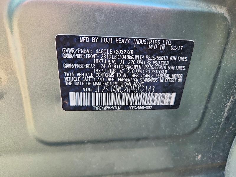 Продажа на аукционе авто 2017 Subaru Forester, vin: JF2SJAWC2HH552143, номер лота: 60527776