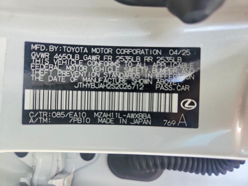 Aukcja sprzedaży 2025 Lexus Ux 300h, vin: JTHYBJAH2S2026712, numer aukcji: 59601906