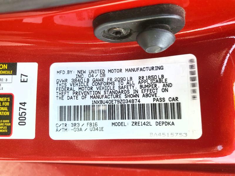 Продаж на аукціоні авто 2009 Toyota Corolla, vin: 1NXBU40E79Z034874, номер лоту: 59256366