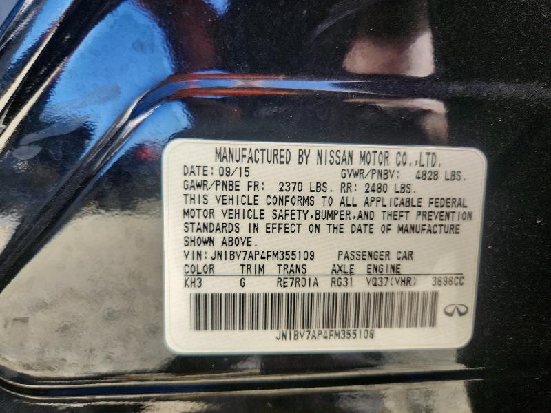 Aukcja sprzedaży 2015 Infiniti Q50, vin: JN1BV7AP4FM355109, numer aukcji: 61622586