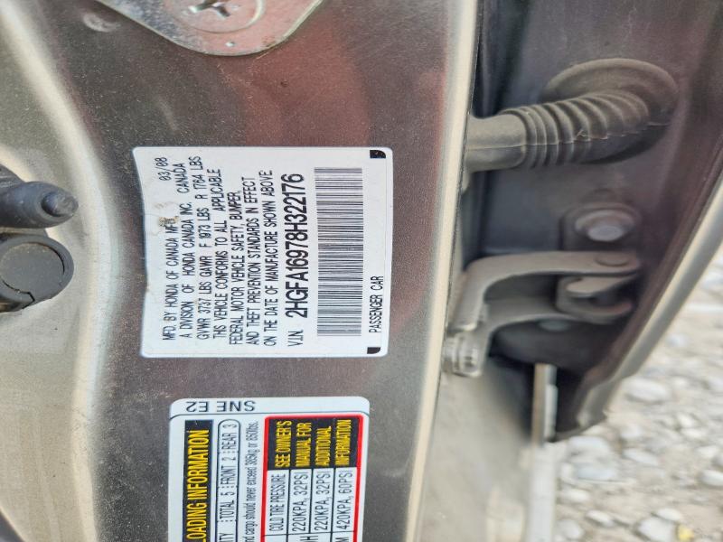 2008 Honda Civic მანქანა იყიდება აუქციონზე, vin: 2HGFA16978H322176, აუქციონის ნომერი: 61433396