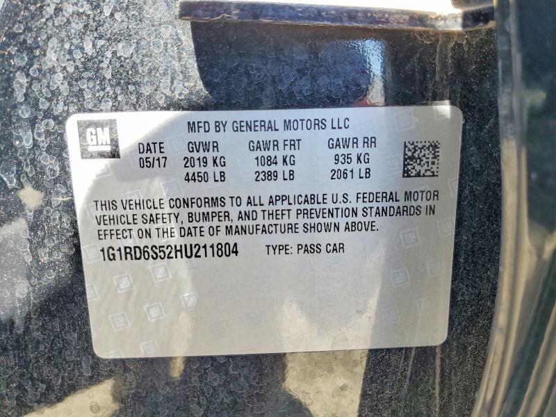62245556 :رقم المزاد ، 1G1RD6S52HU211804 vin ، 2017 Chevrolet Volt مزاد بيع