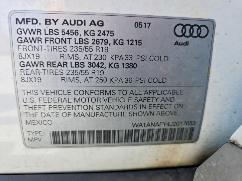 Aukcja sprzedaży 2018 Audi Q5, vin: WA1ANAFY4J2017053, numer aukcji: 60657366