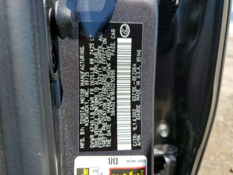 Aukcja sprzedaży 2025 Lexus Es 350, vin: 58ADZ1B18SU210896, numer aukcji: 59611756