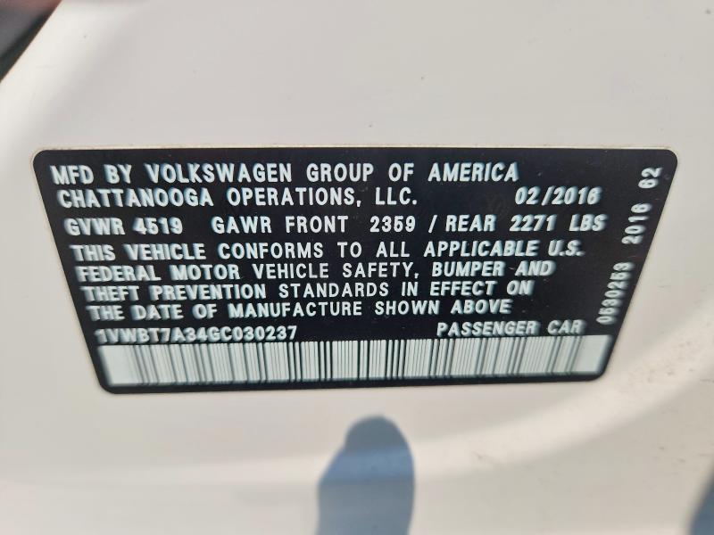 Aukcja sprzedaży 2016 Volkswagen Passat, vin: 1VWBT7A34GC030237, numer aukcji: 56815796