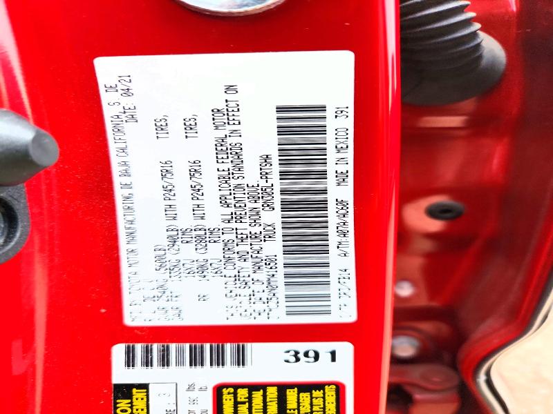 2021 Toyota Tacoma მანქანა იყიდება აუქციონზე, vin: 3TMCZ5AN0MM416501, აუქციონის ნომერი: 60509816