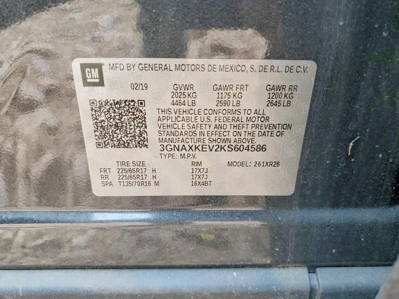 Продаж на аукціоні авто 2019 Chevrolet Equinox, vin: 3GNAXKEV2KS604586, номер лоту: 61916756