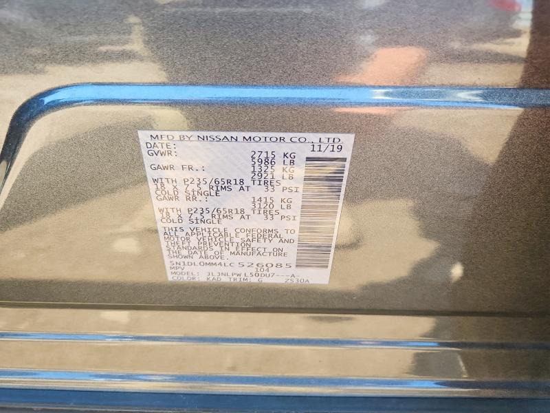 2020 Infiniti Qx60 მანქანა იყიდება აუქციონზე, vin: 5N1DL0MM4LC526085, აუქციონის ნომერი: 60007776