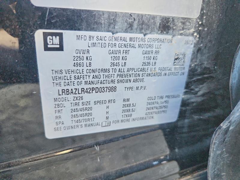 60598316 :رقم المزاد ، LRBAZLR42PD037988 vin ، 2023 Buick Envision مزاد بيع