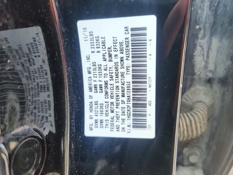 Aukcja sprzedaży 2017 Honda Accord, vin: 1HGCR2F7XHA109950, numer aukcji: 60482866