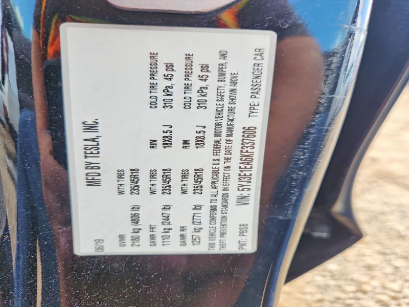 Aukcja sprzedaży 2019 Tesla Model 3, vin: 5YJ3E1EA6KF337606, numer aukcji: 62289896