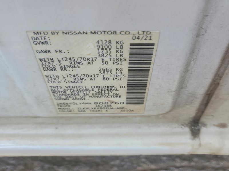 Продаж на аукціоні авто 2021 Nissan Nv, vin: 1N6BF0LY4MN808768, номер лоту: 60611446