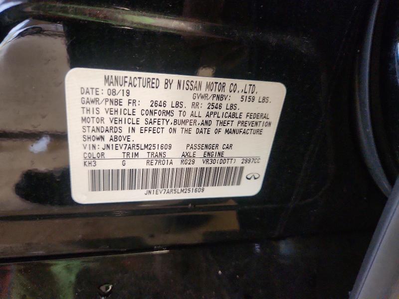 62999966 :رقم المزاد ، JN1EV7AR5LM251609 vin ، 2020 Infiniti Q50 مزاد بيع