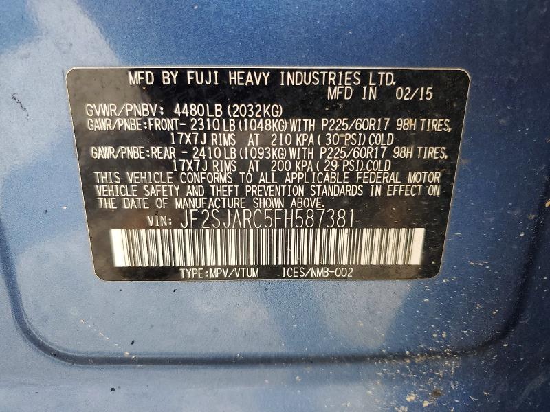 Aukcja sprzedaży 2015 Subaru Forester, vin: JF2SJARC5FH587381, numer aukcji: 60298586