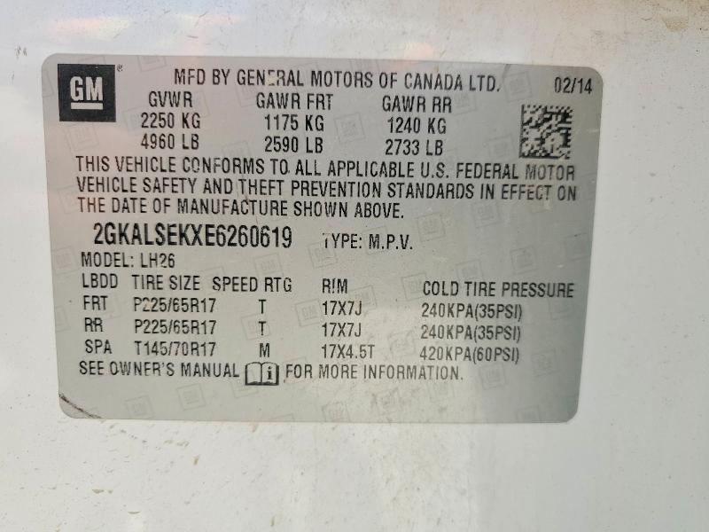 60025056 :رقم المزاد ، 2GKALSEKXE6260619 vin ، 2014 Gmc Terrain مزاد بيع