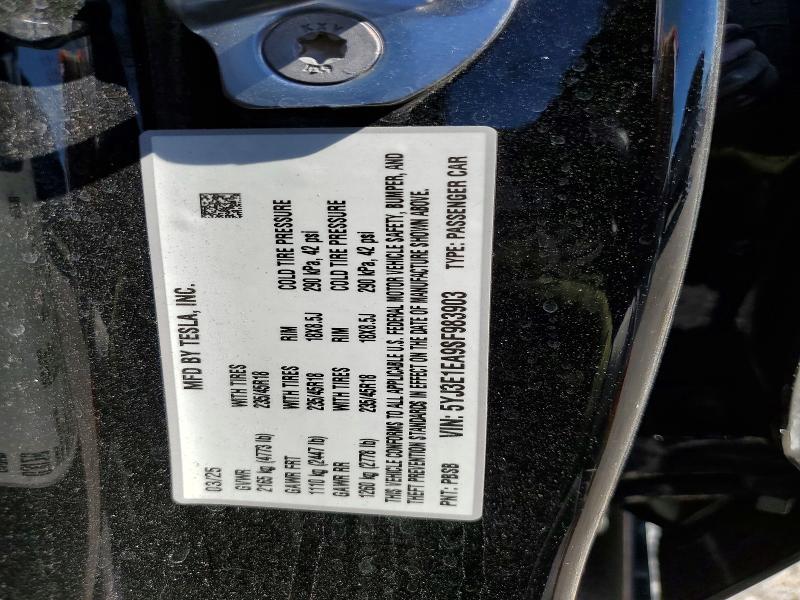 Aukcja sprzedaży 2025 Tesla Model 3, vin: 5YJ3E1EA9SF983903, numer aukcji: 60021826