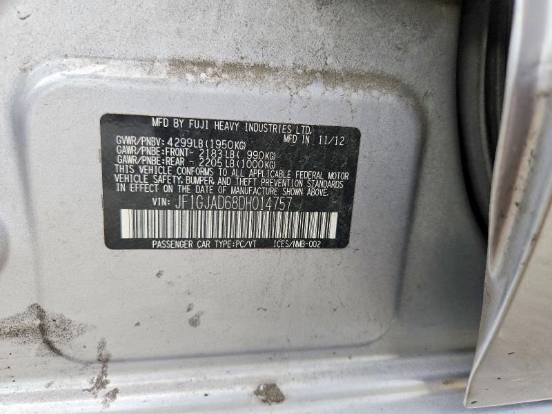 Продажа на аукционе авто 2013 Subaru Impreza, vin: JF1GJAD68DH014757, номер лота: 62667656
