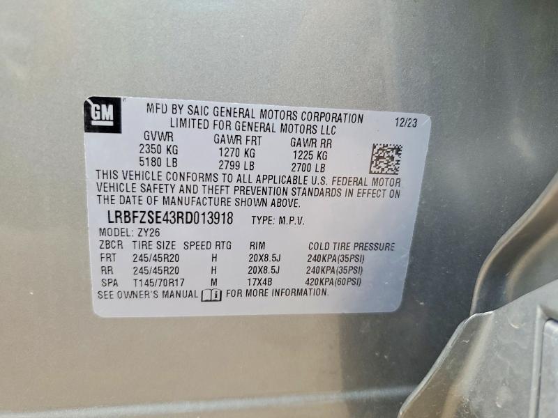 2024 Buick Envision მანქანა იყიდება აუქციონზე, vin: LRBFZSE43RD013918, აუქციონის ნომერი: 60381036