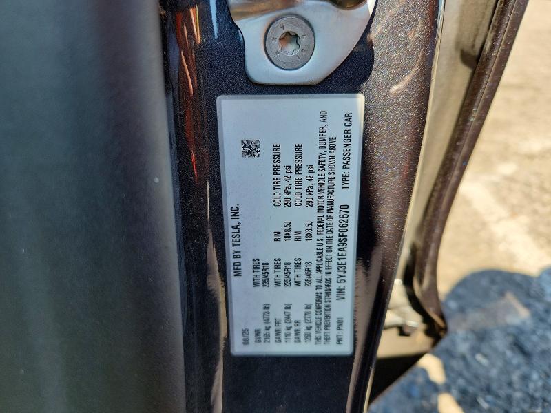 Продаж на аукціоні авто 2025 Tesla Model 3, vin: 5YJ3E1EA9SF062670, номер лоту: 61639056