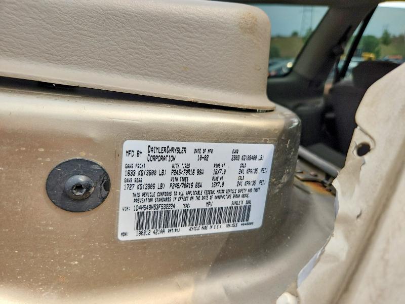 Aukcja sprzedaży 2003 Dodge Durango, vin: 1D4HS48N53F532224, numer aukcji: 59997736
