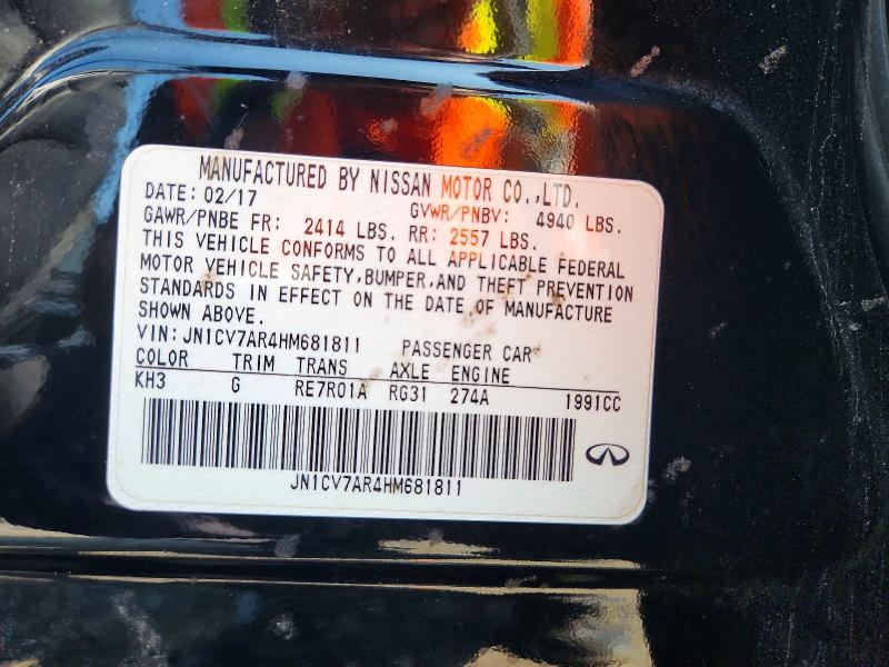 Aukcja sprzedaży 2017 Infiniti Q50, vin: JN1CV7AR4HM681811, numer aukcji: 61505656