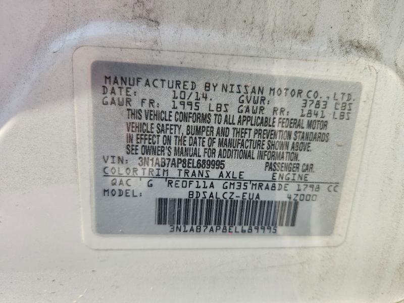 60551876 :رقم المزاد ، 3N1AB7AP8EL689995 vin ، 2014 Nissan Sentra مزاد بيع