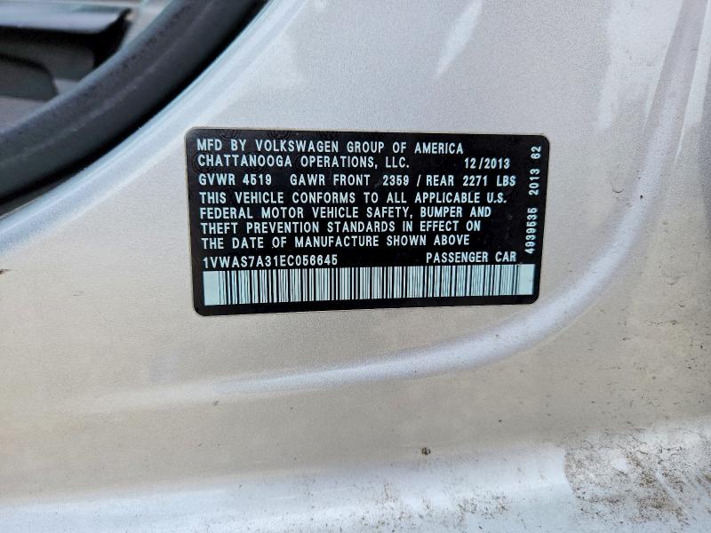 Продаж на аукціоні авто 2014 Volkswagen Passat, vin: 1VWAS7A31EC056645, номер лоту: 61705946