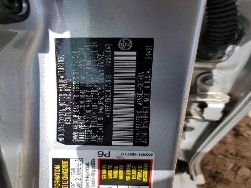 Продаж на аукціоні авто 2012 Toyota Camry, vin: 4T1BF1FKXCU072869, номер лоту: 61887166