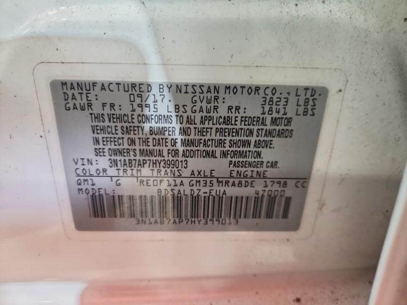 Продаж на аукціоні авто 2017 Nissan Sentra, vin: 3N1AB7AP7HY399013, номер лоту: 62283156