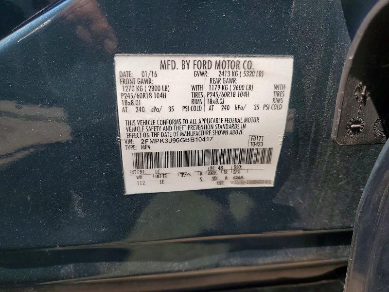Продаж на аукціоні авто 2016 Ford Edge, vin: 2FMPK3J96GBB10417, номер лоту: 85615285